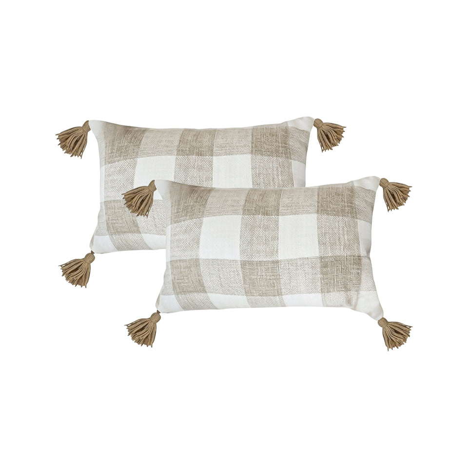 SOGA 2X 30CM Pillow Lumbar Cover Decorative Plaid Farmhouse Cushion Throw Pillow