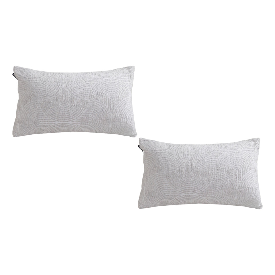 SOGA 2X 35cm Throw Pillow Off White Lumbar Embroidered Decorative Cover Stitch for Home Decor
