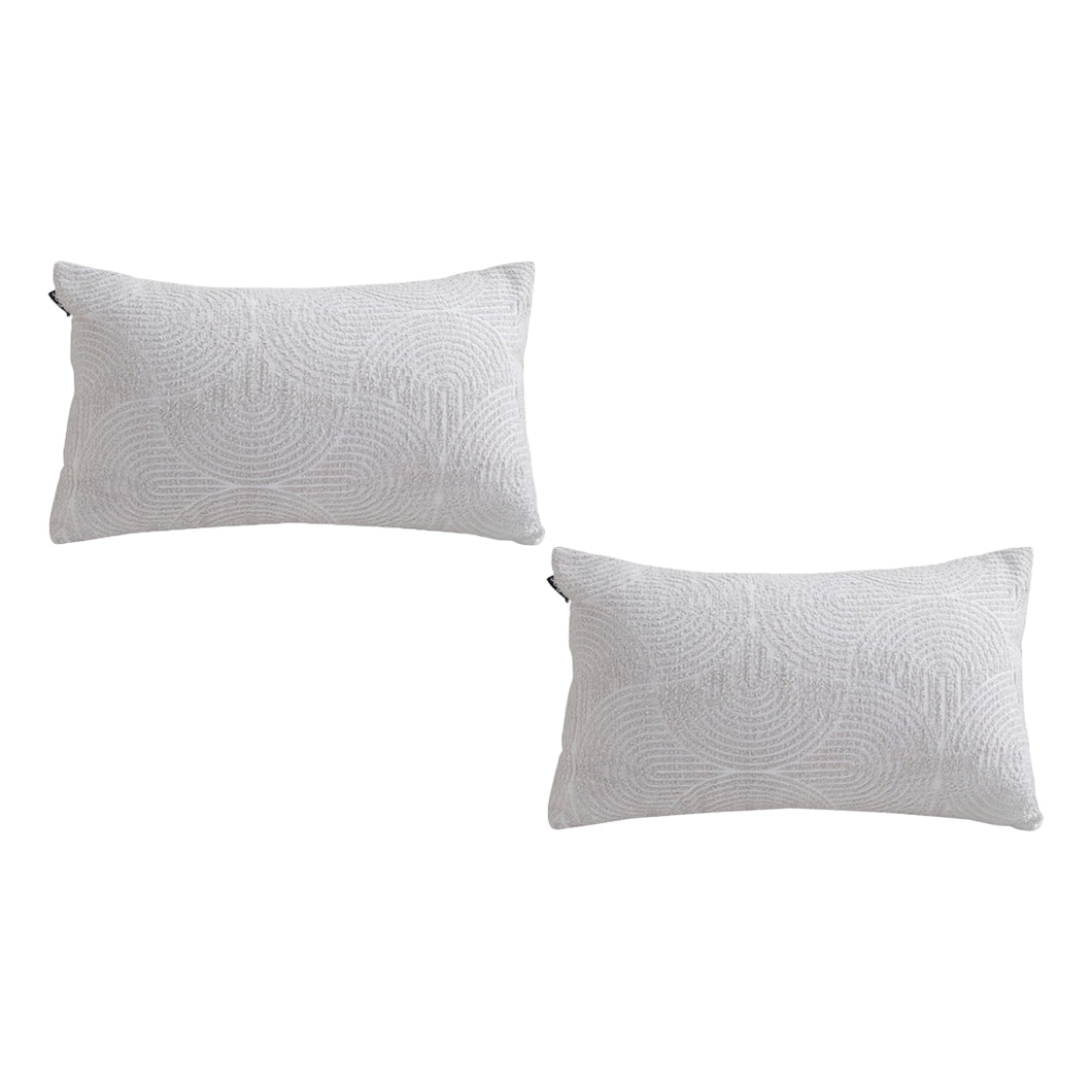 SOGA 2X 35cm Throw Pillow Off White Lumbar Embroidered Decorative Cover Stitch for Home Decor