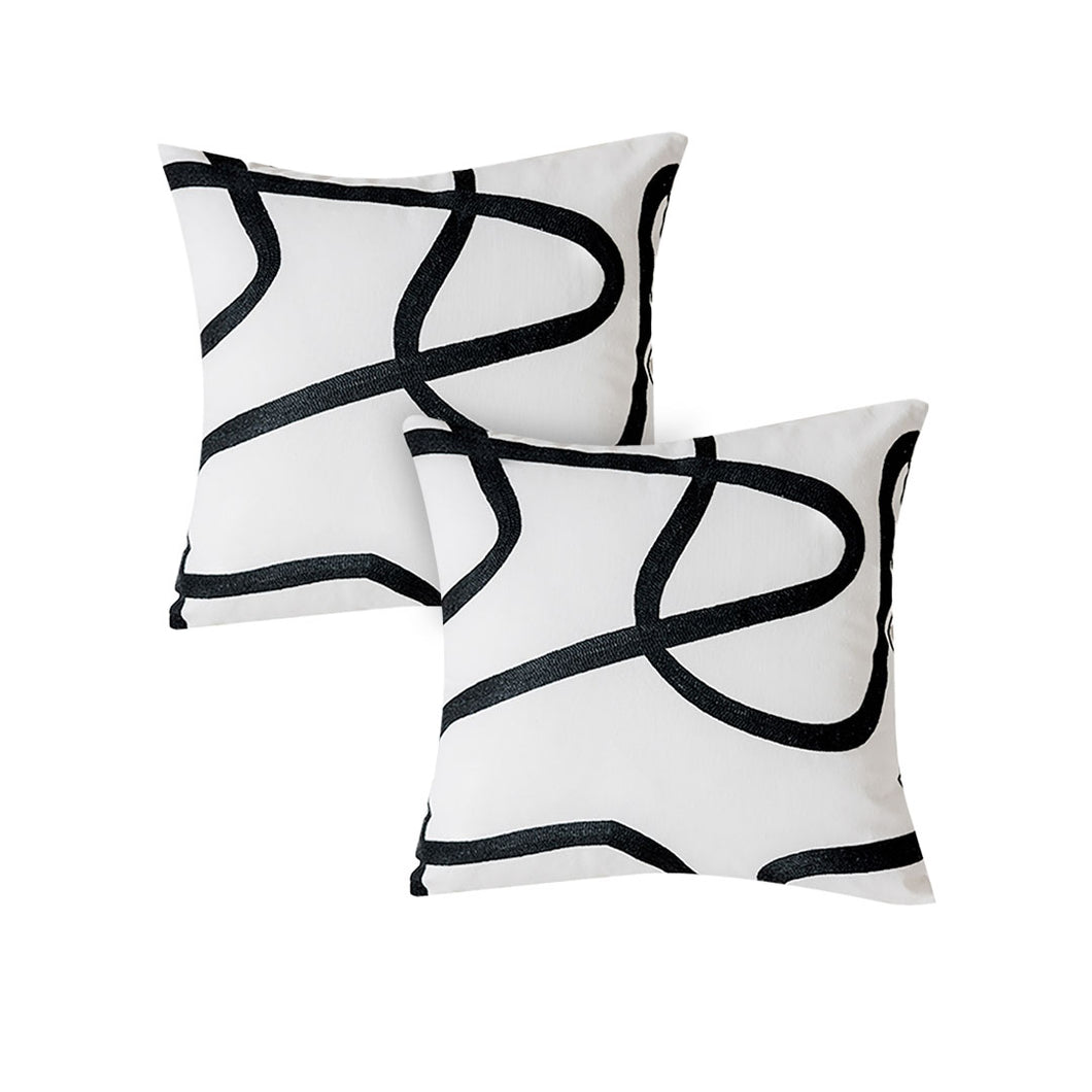 SOGA 2X 45cm Square Modern Minimalist Black Letter Print Decorative Throw Pillow
