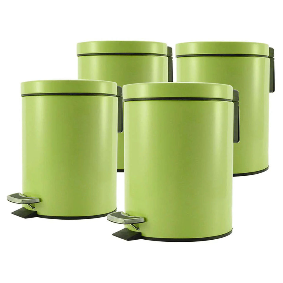 SOGA 4X Stainless Steel Foot Pedal Bin Round Green 7L