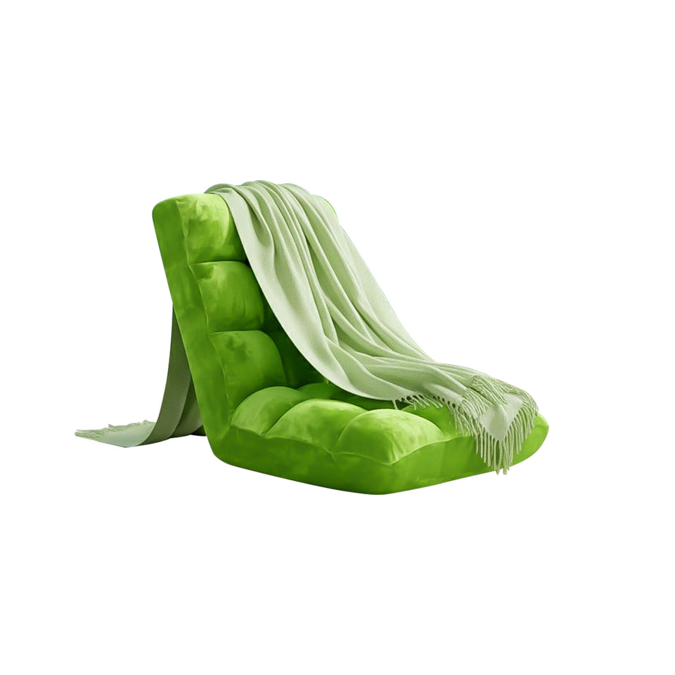 SOGA Home & Living Bundle – Green Acrylic Knitted Throw Blanket & Green Floor Recliner Sofa