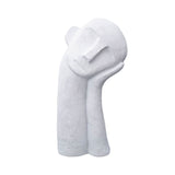 SOGA 38cm White Minimalist Head Resin Sculpture with Hand at Side and Linear Texture for Home Decor
