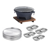 SOGA Kitchenware Bundle – Silver Grilling Plate, Divided Sauce Pan & Cast Iron BBQ Grill
