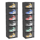 SOGA 2X 6 Tier Black Portable Shoe Organiser Sneaker Footwear Folding Plastic Bin Stackable Storage Box with Magnetic Door