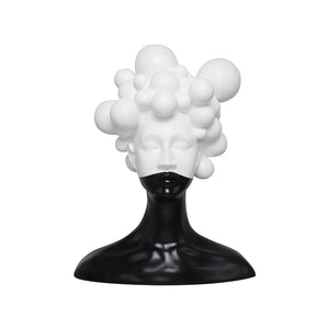 SOGA 30cm Bubble Head Sculpture – Black & White Resin Art for Decor