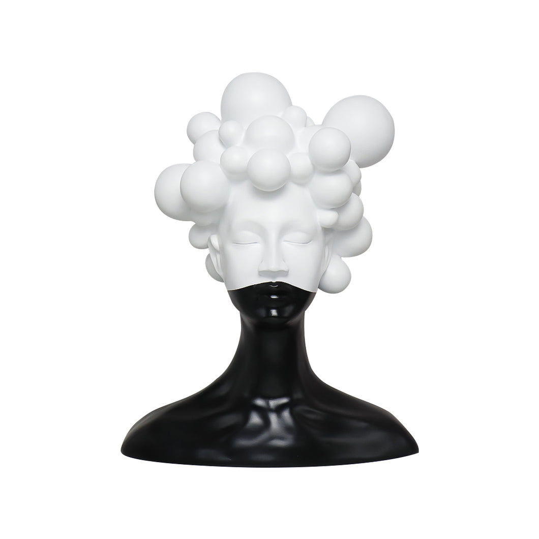 SOGA 30cm Bubble Head Sculpture – Black & White Resin Art for Decor