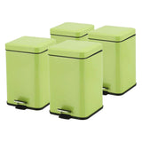 SOGA 4X Stainless Steel Foot Pedal Bin Square Green 12L