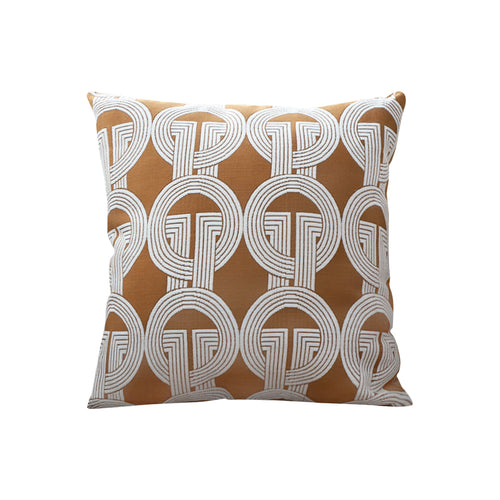 SOGA 50cm Throw Pillow Brown Circular Chain Jacquard  Decorative Square for Home Decor