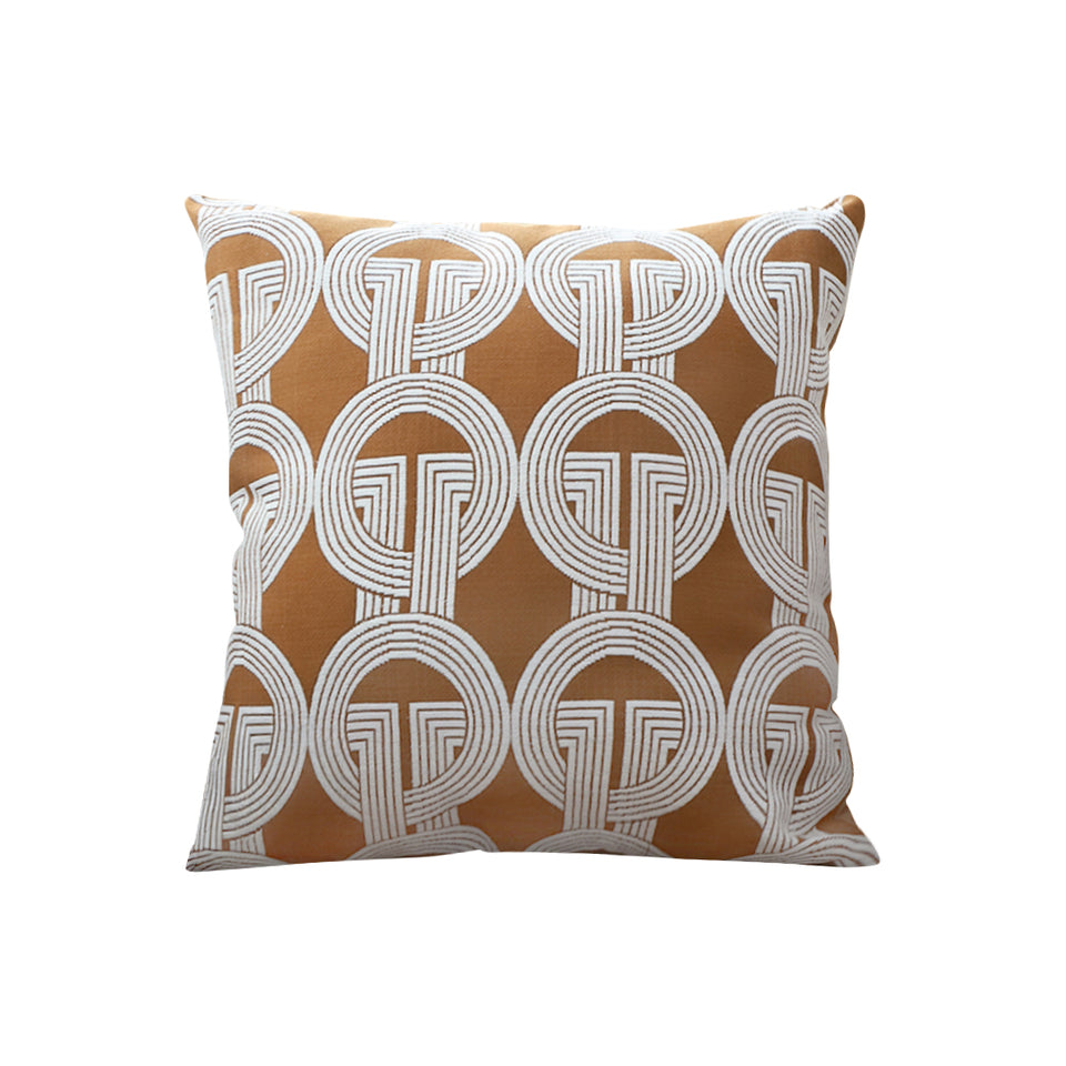 SOGA 50cm Throw Pillow Brown Circular Chain Jacquard  Decorative Square for Home Decor