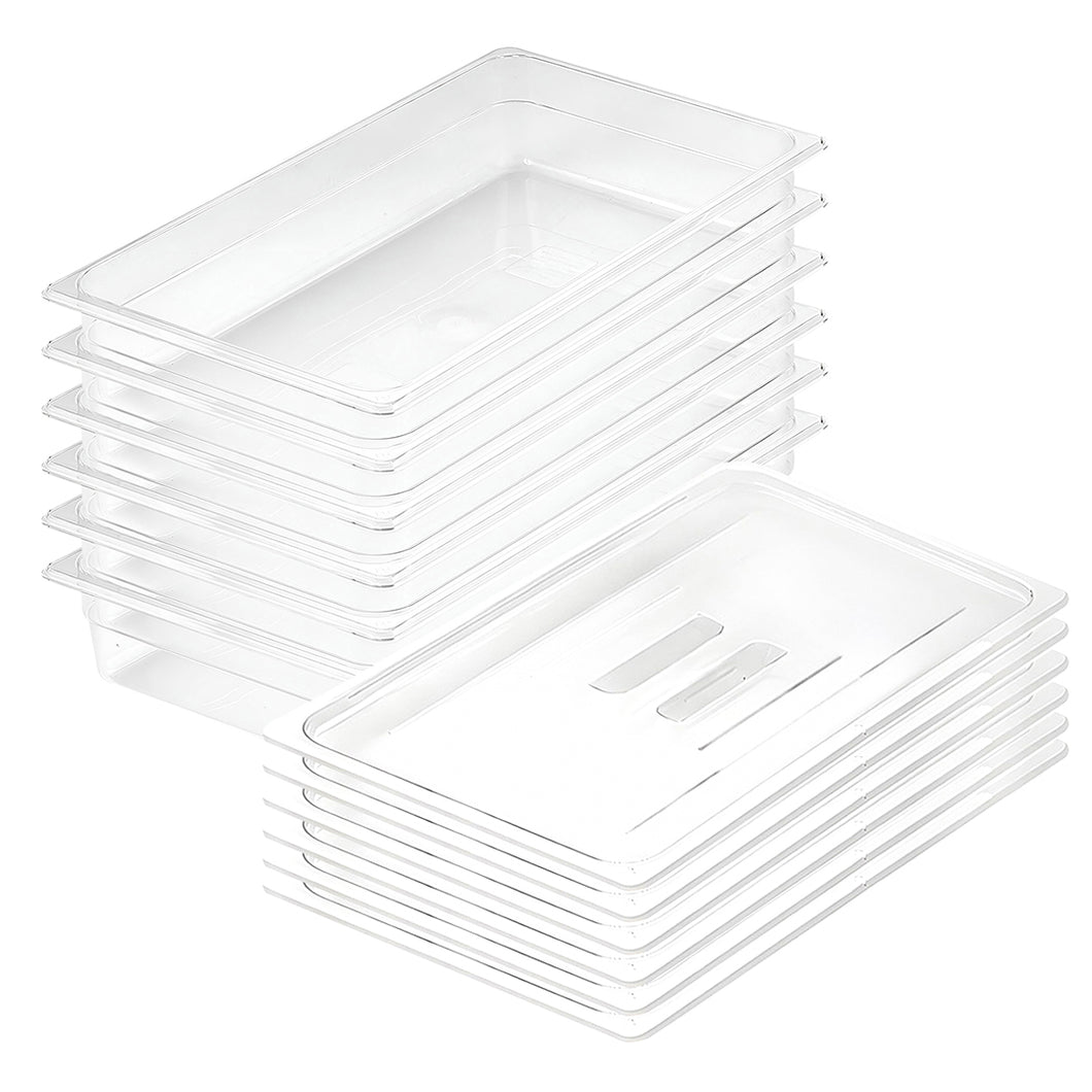 SOGA 100mm Clear Gastronorm GN Pan 1/1 Food Tray Storage Bundle of 6 with Lid