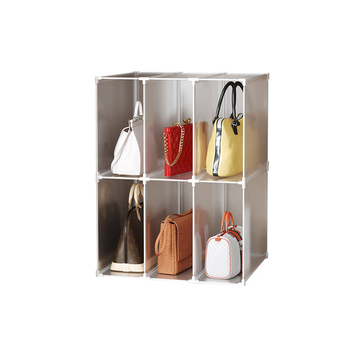 SOGA 3 Tier Multifunctional PP Plastic Bag Box Portable Cubby DIY Storage Shelves Stackable Handbag Purse Organiser