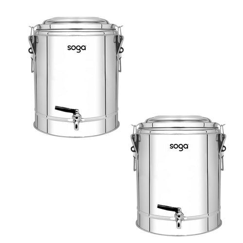 SOGA 2X 50L Stainless Steel Insulated Stock Pot Dispenser Hot & Cold Beverage Dispenser