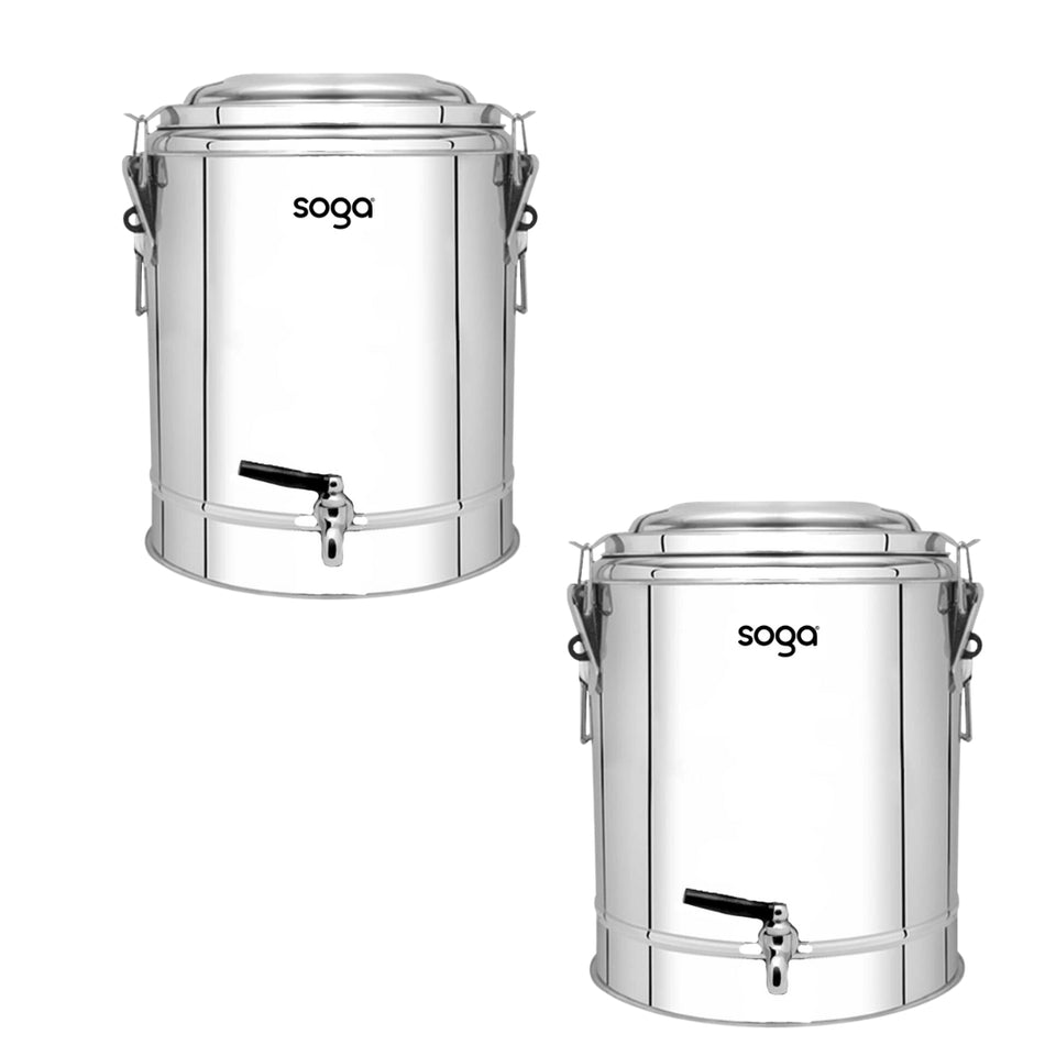SOGA 2X 50L Stainless Steel Insulated Stock Pot Dispenser Hot & Cold Beverage Dispenser