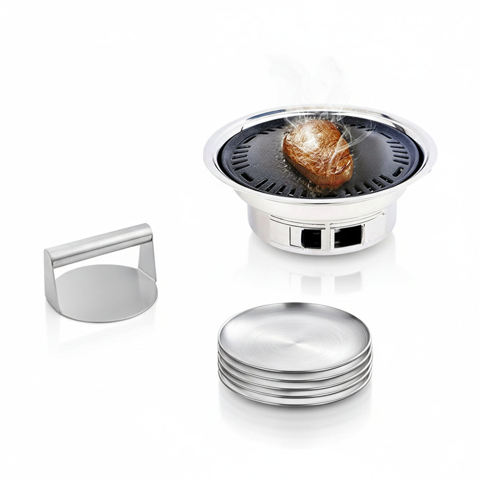 SOGA Kitchenware Bundle – Stainless Steel BBQ Grill, Burger Press & Premium Grilling Plate