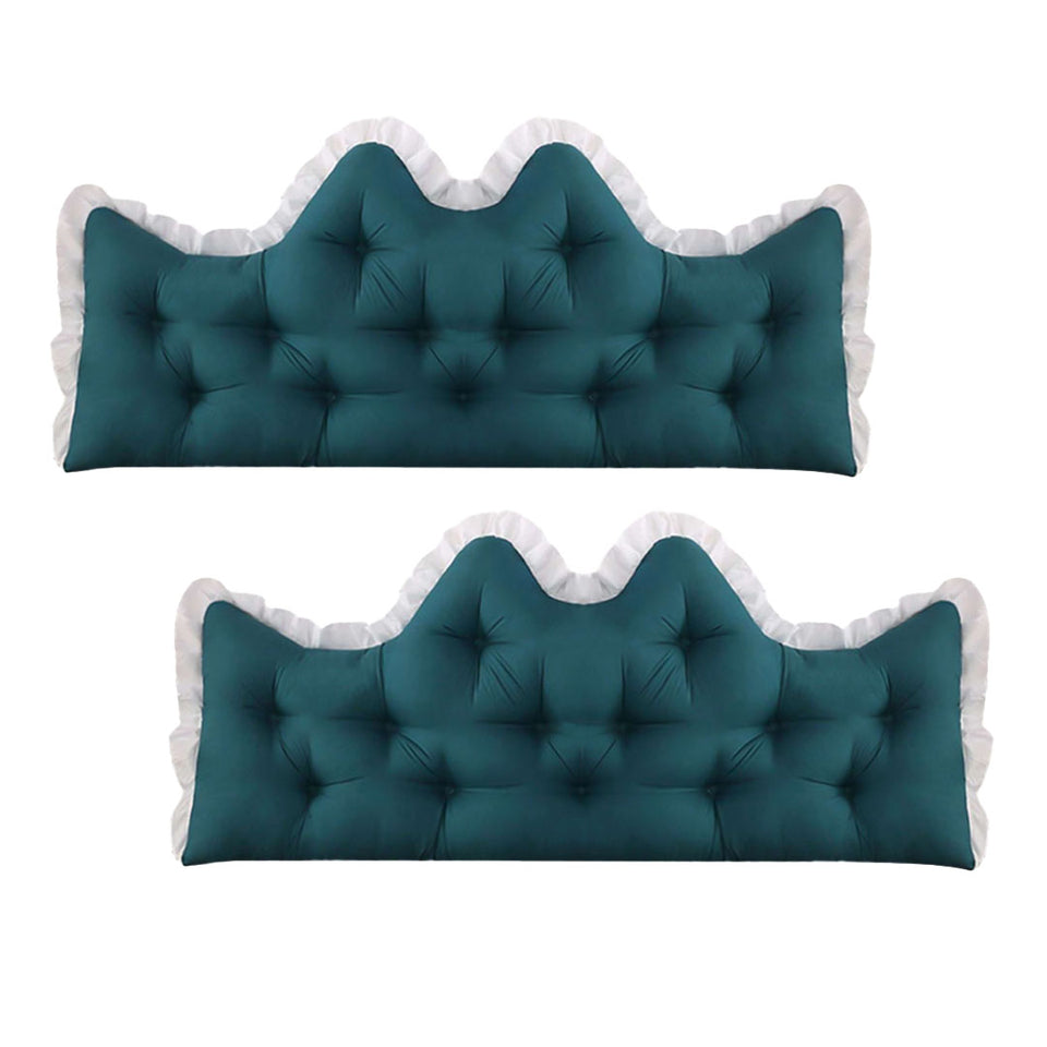 SOGA 2x150cm Crown Pillows Tufted Teal Headboard Cushion Set