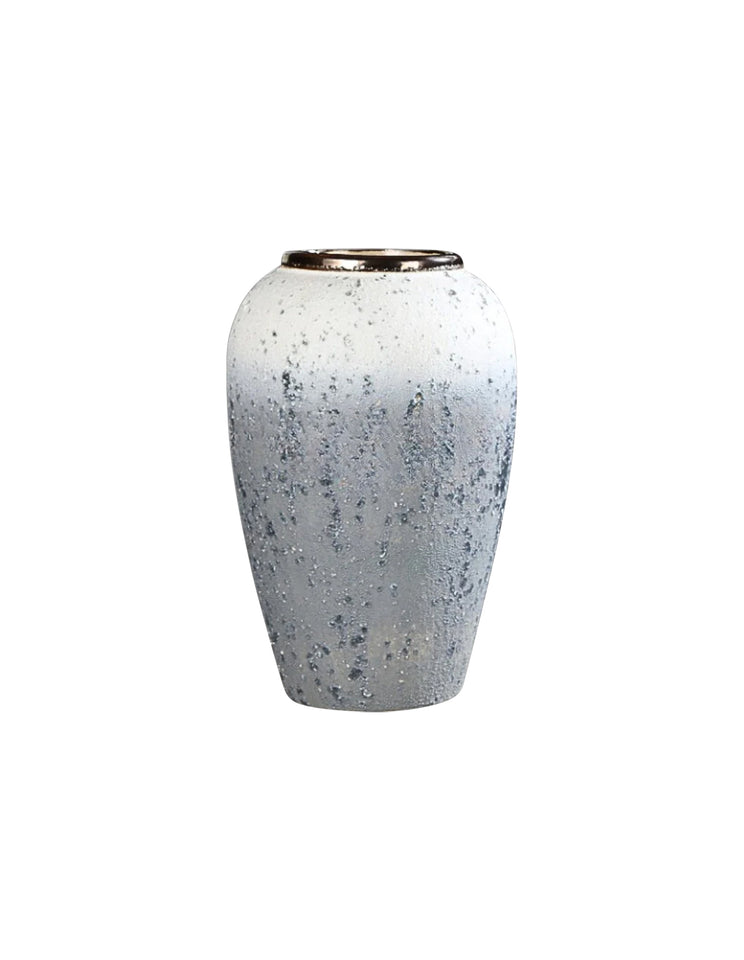 SOGA 30x19cm White and Grey Medium Ceramic Flower Vase Elegant Living Room Home Decor