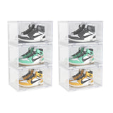 SOGA  2X 3 Tier Transparent Portable Shoe Organiser Sneaker Footwear Folding Plastic Bin Stackable Storage Box with Magnetic Door