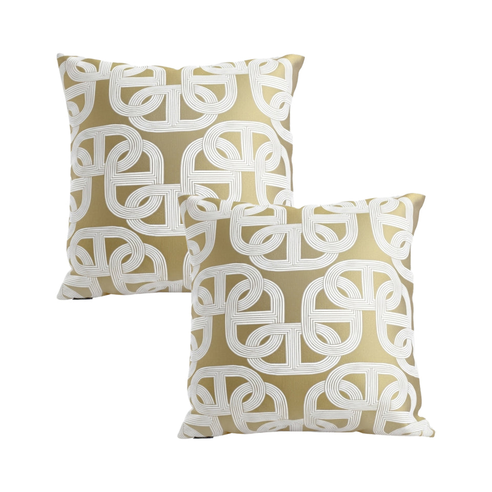 SOGA 2X 50cm Artistic Olive Green White Geometric Pattern Throw Pillow