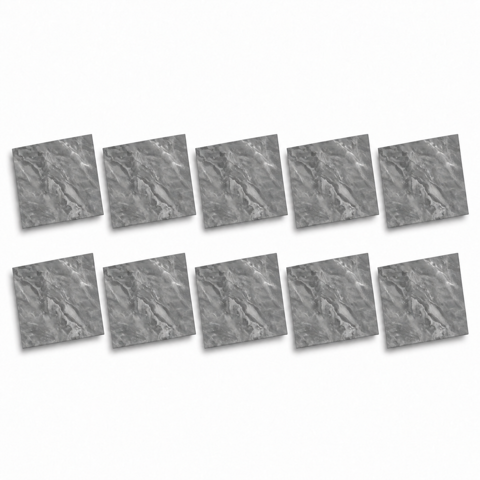 SOGA Peel & Stick Floor and Wall Tiles 60 x 60cm 10 Pack Grey Faux Marble