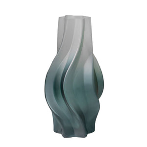 SOGA 32cm Glass Vase Blue with Beautiful glass Bubble Texture Art Vases