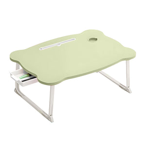 SOGA Green Portable Bed Table Adjustable Folding Mini Desk With Mini Drawer and Cup-Holder Home Decor