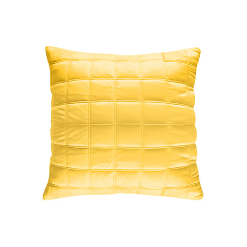 SOGA 50cm Yellow Quilted Grid Pattern Decorative Throw Pillow
