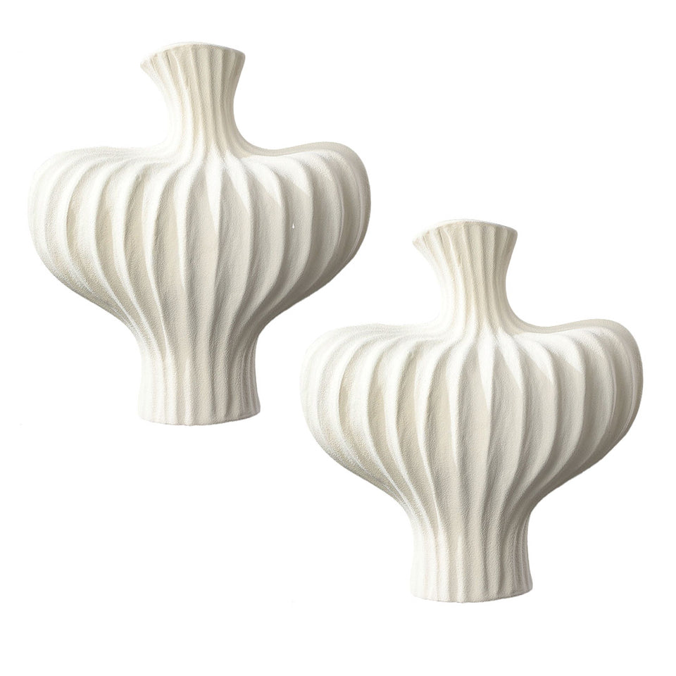 SOGA 2X 28x30cm Large Matte White Decorative Vases – Countertop Ornament