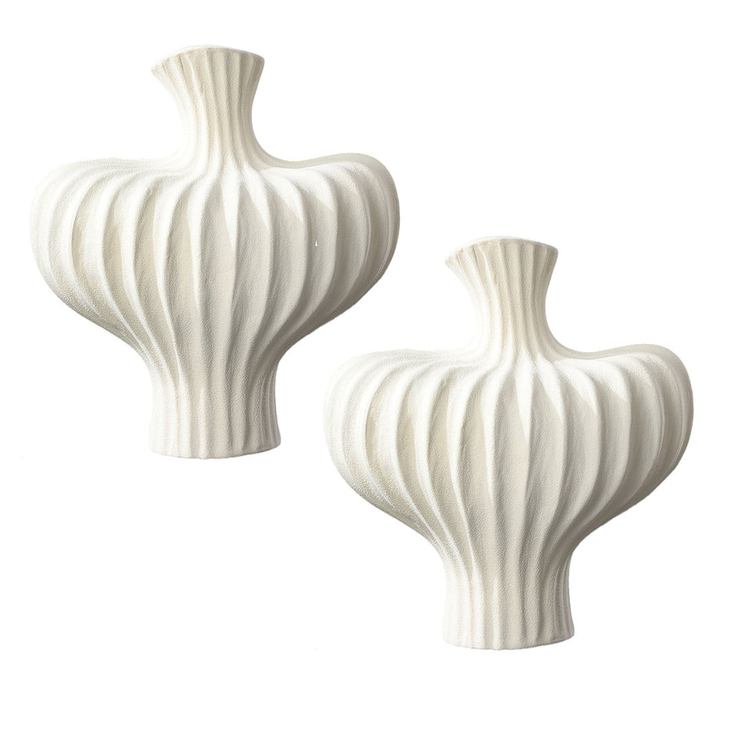 SOGA 2X 28x30cm Large Matte White Decorative Vases – Countertop Ornament
