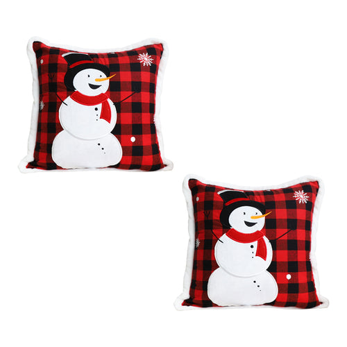 SOGA 2-Pack 45cm Red Christmas Snowman Throw Pillows