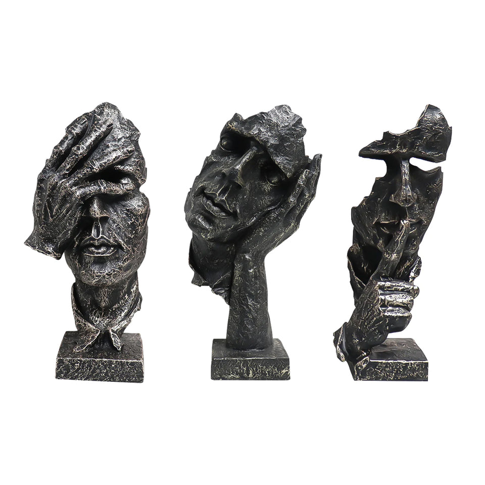 SOGA Home & Living Bundle – Abstract Resin Face Sculptures for Modern Art Home Decor