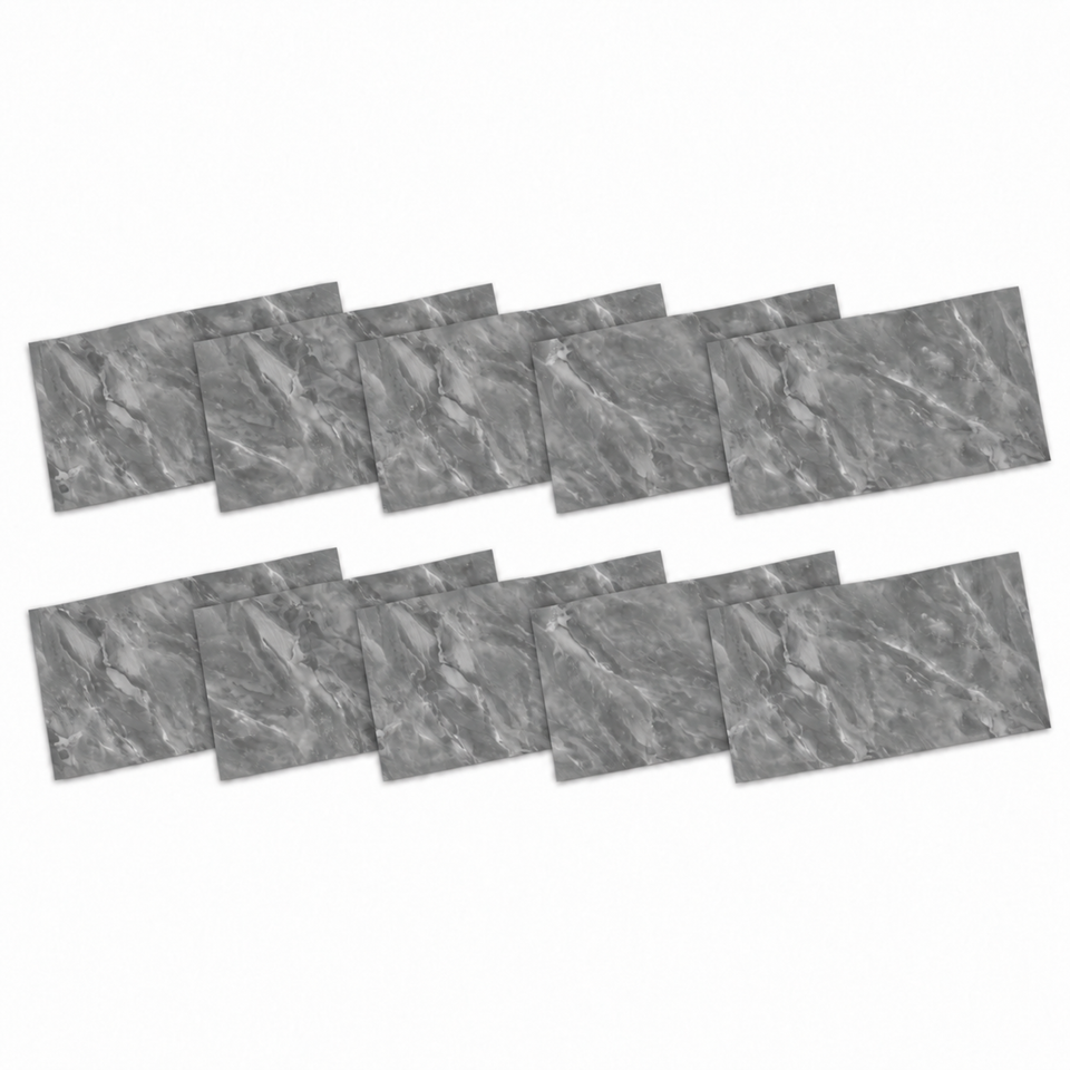 SOGA Peel & Stick Floor and Wall Tiles 30 x 60cm 10 Pack Grey Faux Marble
