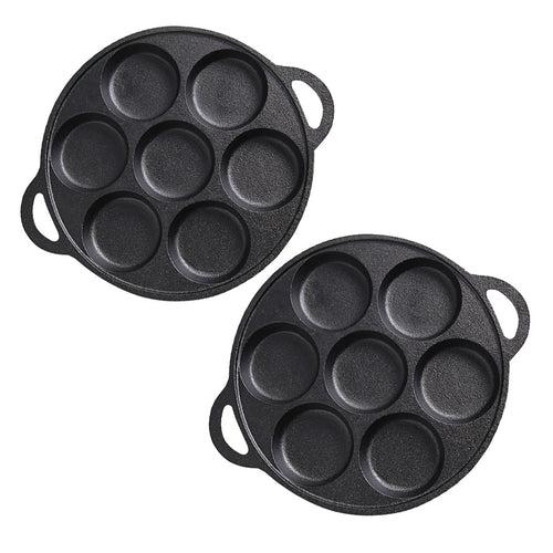 SOGA 2X Cast Iron Takoyaki Fry Pan Octopus Balls Maker 7 Hole 31.5cm