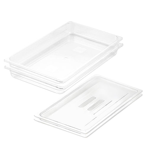 SOGA 2-Pack 65mm Clear Gastronorm GN Pan 1/1 Food Tray Storage with Lid