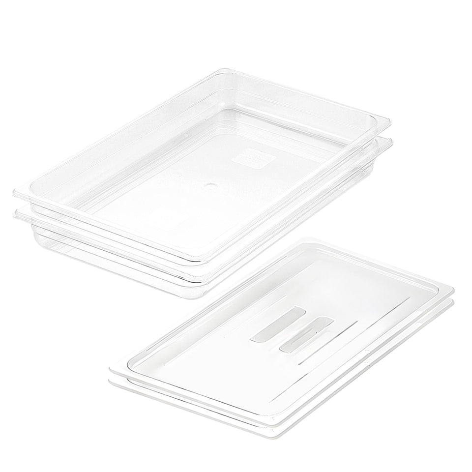 SOGA 65mm Clear Gastronorm GN Pan 1/1 Food Tray Storage Bundle of 2 with Lid