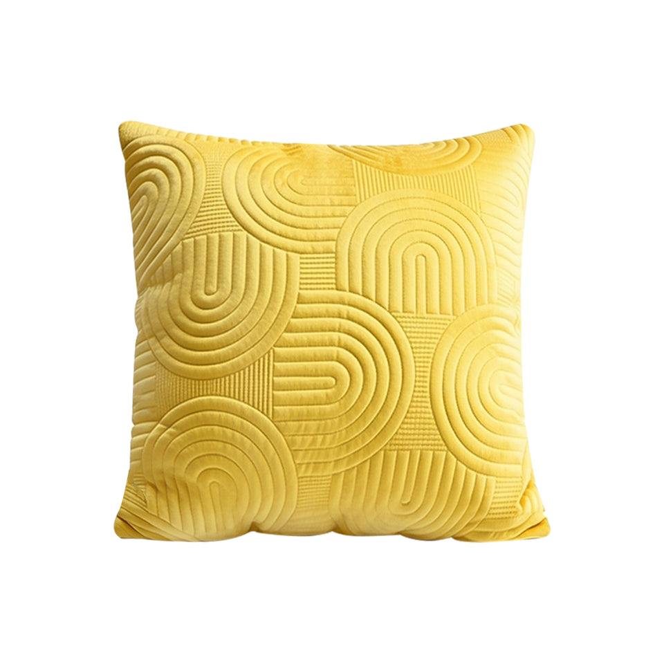 SOGA 50cm Yellow Textured Geometric Pattern Decorative Throw Pillow