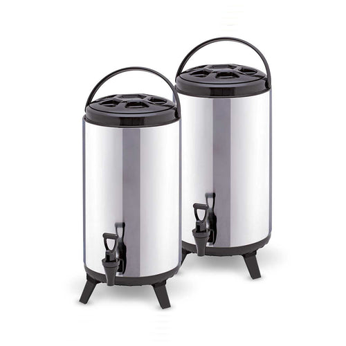 SOGA 2 x 8L Portable Insulated Cold/Heat Coffee Bubble Tea Pot Beer Barrel With Dispenser