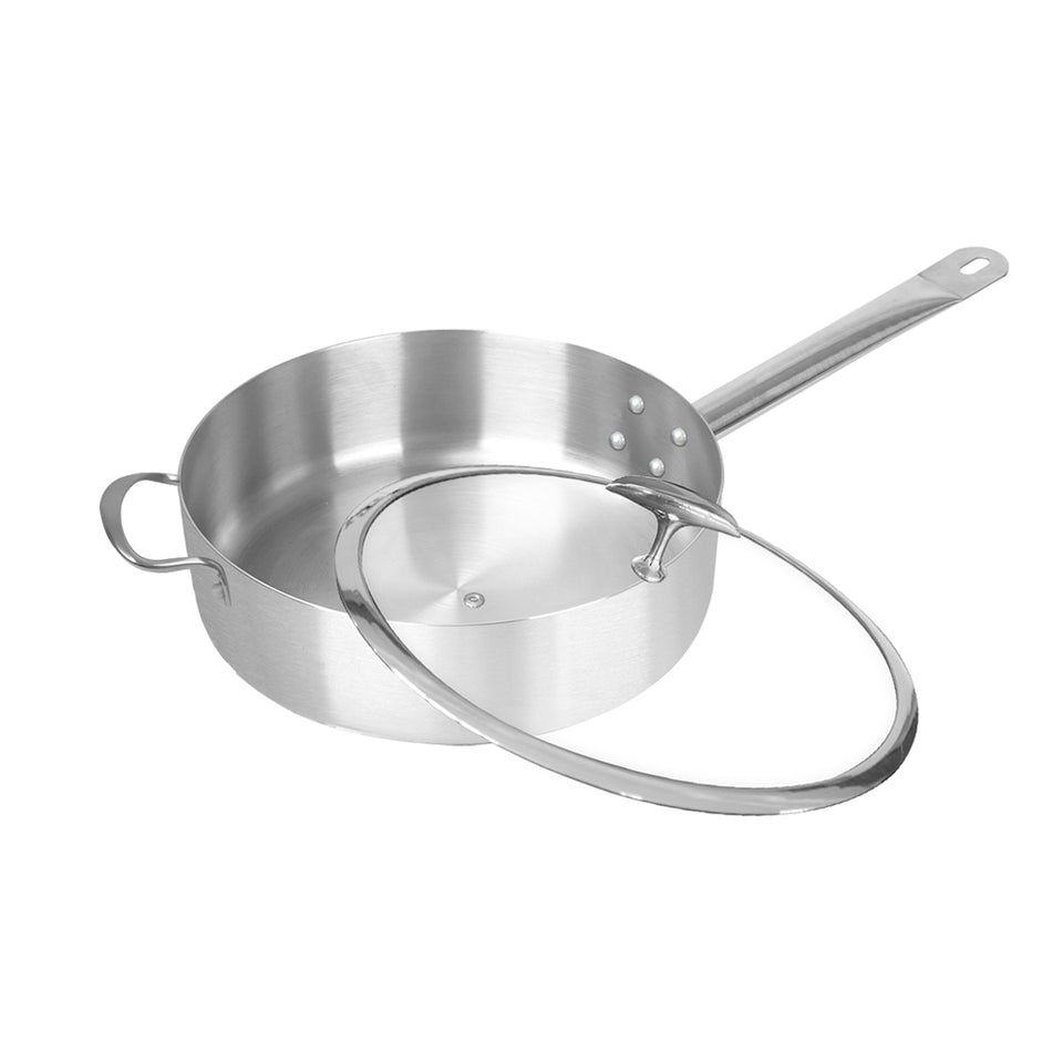 SOGA 32cm Stainless Steel Saucepan Sauce pan with Glass Lid and Helper Handle Triple Ply Base Cookware