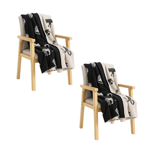 SOGA 2X Black Cream Animal Print Throw Blanket 130x180cm Polyester