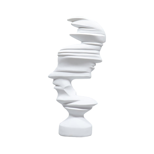 SOGA 44cm White Dual-Face Resin Sculpture Modern Abstract Art Accent for Home Decor