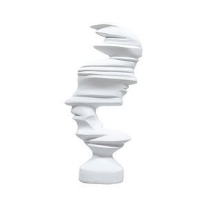 SOGA 44cm White Dual-Face Resin Sculpture Modern Abstract Art Accent for Home Decor