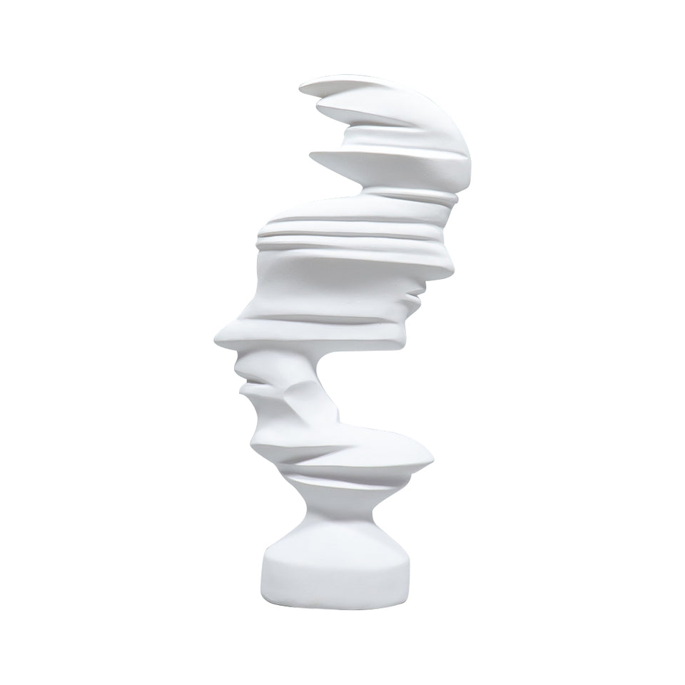 SOGA 44cm White Dual-Face Resin Sculpture Modern Abstract Art Accent for Home Decor