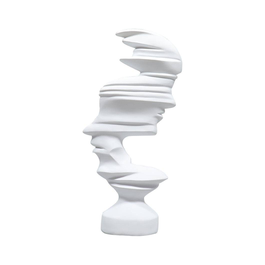 SOGA 44cm White Dual-Face Resin Sculpture Modern Abstract Art Accent for Home Decor