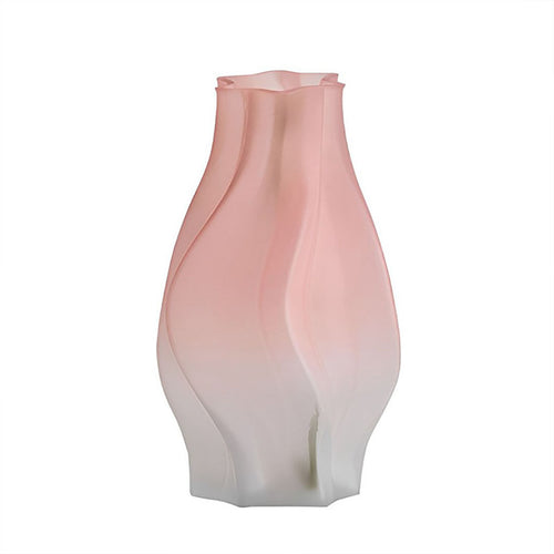 SOGA 24cm Pink Glass Vase Art Blown Hand Flower Tall Vintage Art Vases