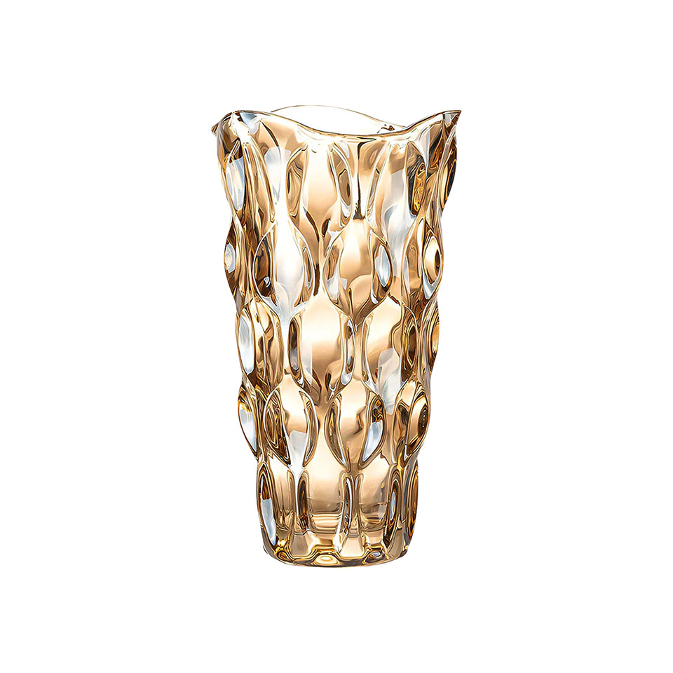 SOGA 29.8cm Golden Amber Glass Crystal Vase Elegant Modern Home Decor