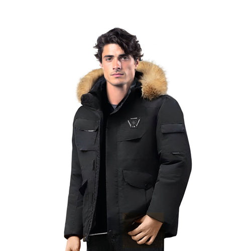 abbee Black Winter Fur Hooded Down Jacket Stylish Lightweight Quilted Warm Puffer Coat