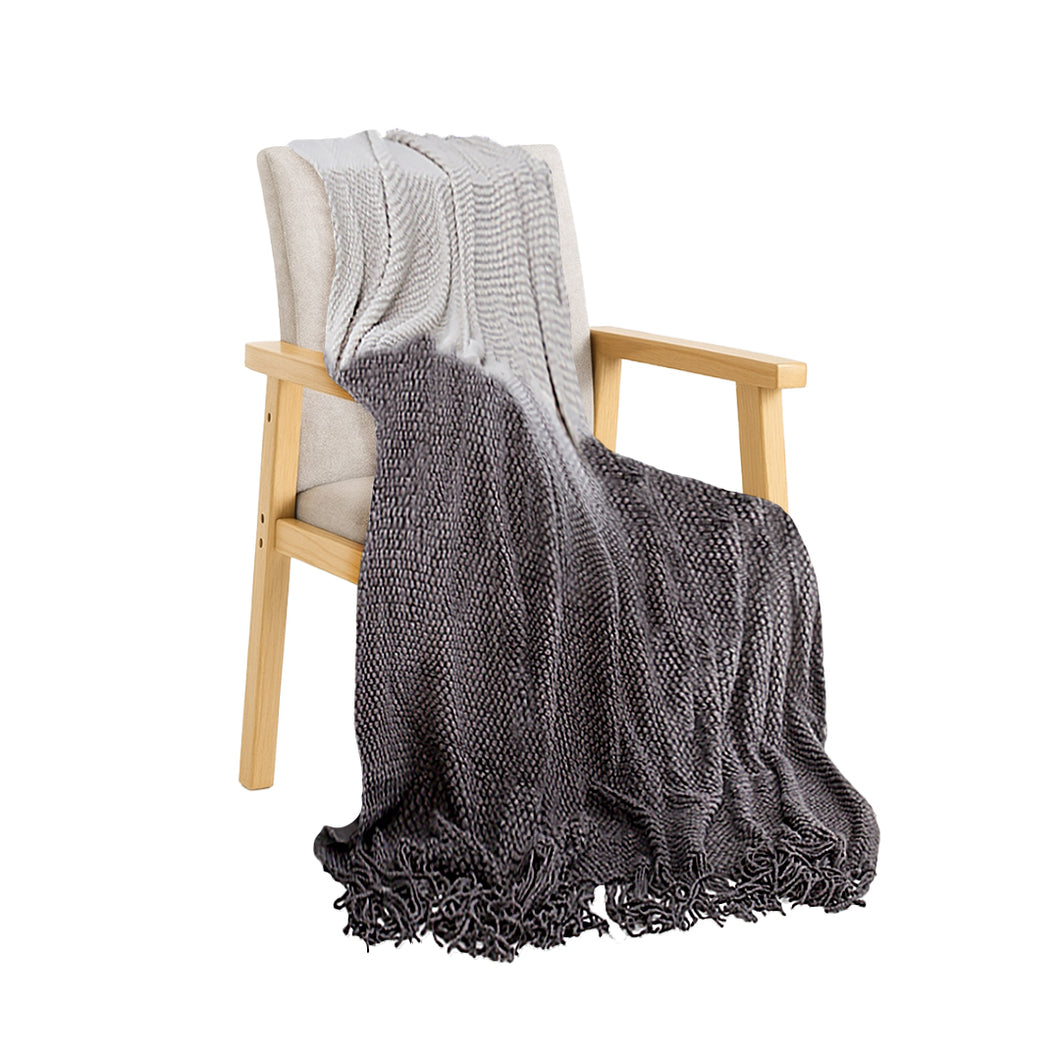 SOGA 127x170cm Star Grey Blanket – Gradient Tassel Throw for Cozy Home Comfort