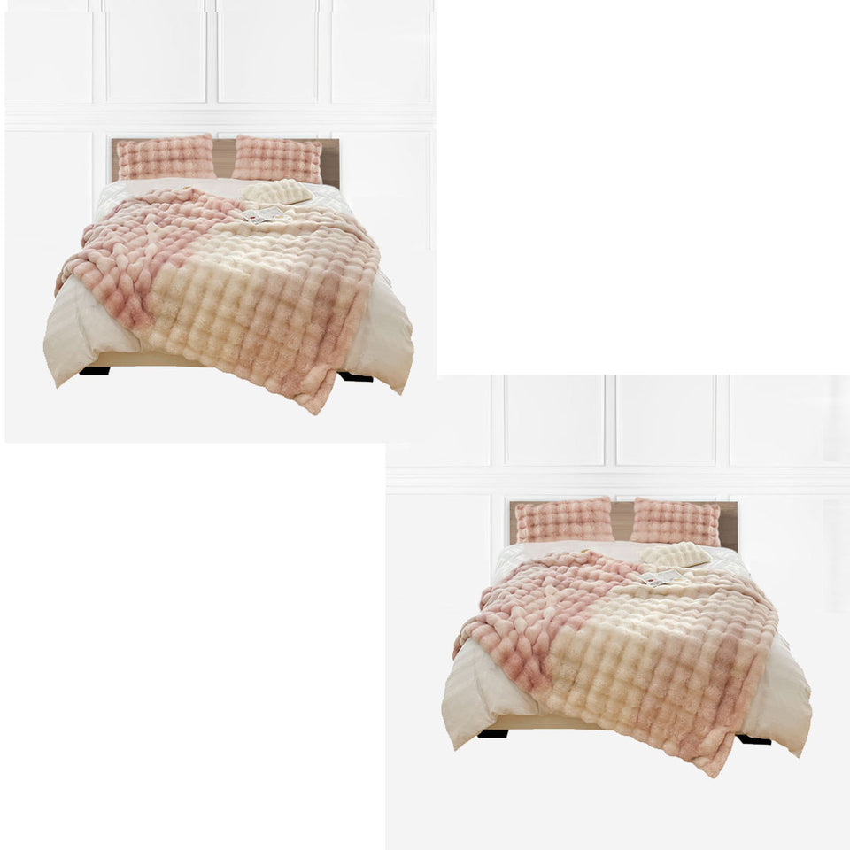 SOGA 2X 200cm Light Pink Fur Fuzzy Super Soft and Cozy Fluffy Throw Blanket