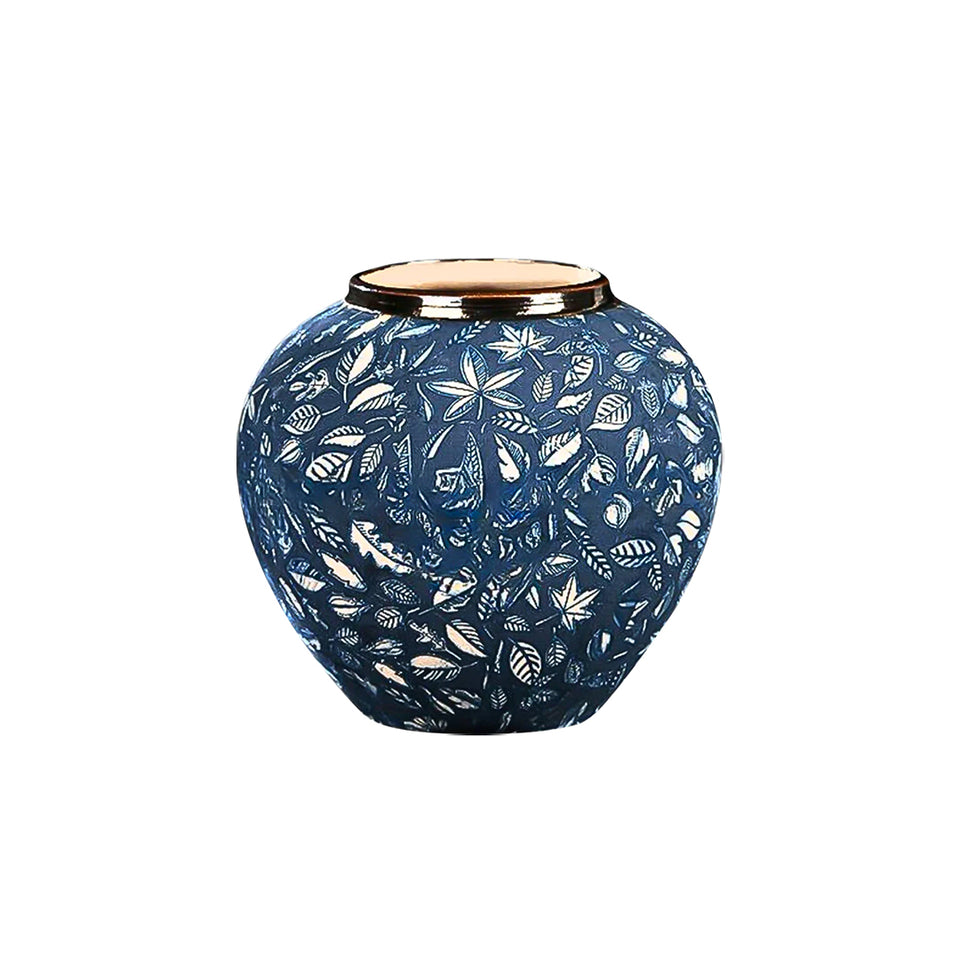 SOGA 21x22cm Blue Small Ceramic Flower Vase Elegant Living Room Home Decor