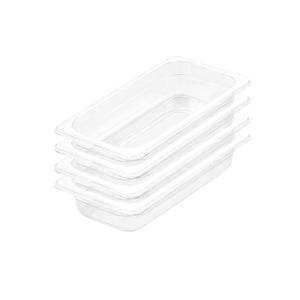 SOGA 65mm Clear Gastronorm GN Pan 1/3 Food Tray Storage Bundle of 4